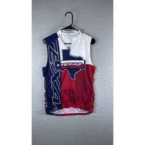 Sugoi Texas Cycling Vest Mens Large Red White Blue Full Zip Lone Star Jersey